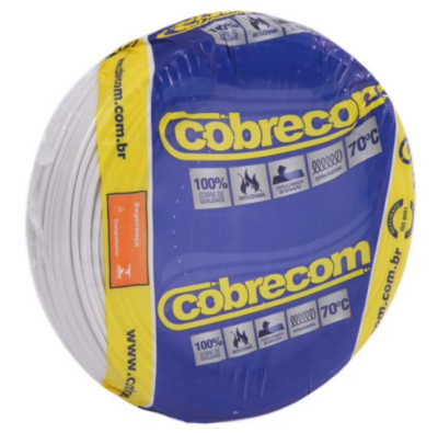 Cabo Flexível 2,5Mm 70G 750V Branco Rolo Com 100M Cobrecom
