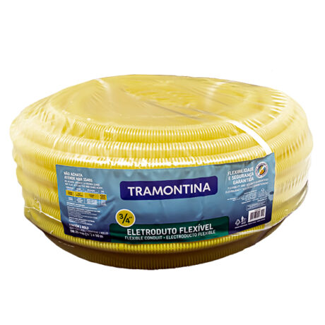 TUBO CORRUGADO 25MM AMARELO 3/4 ROLO 50 MTS- TRAMONTINA